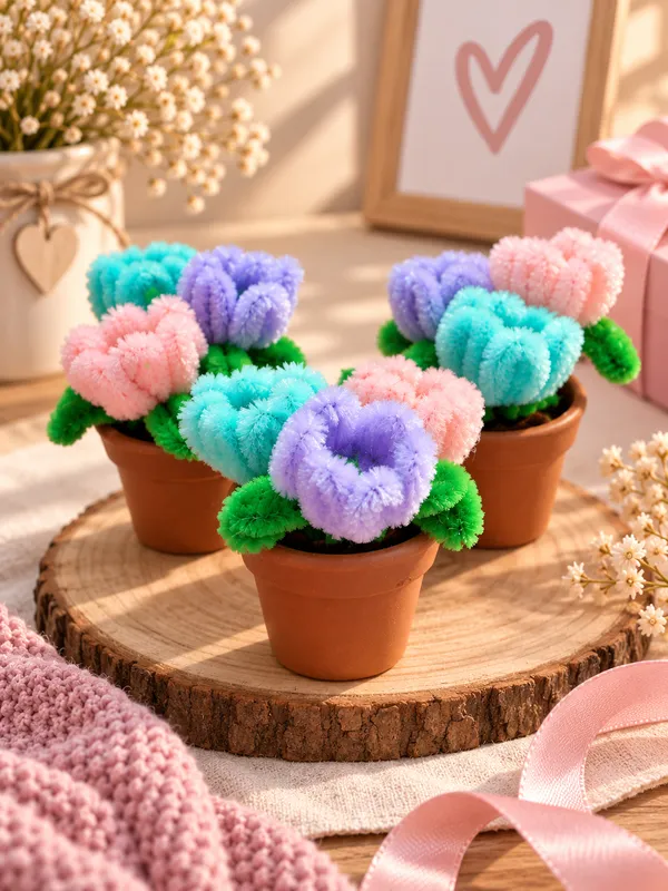 Minimacetas con Flores Tejidas