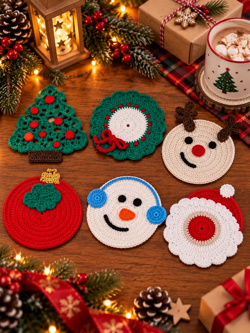 Portavasos Navideños en Crochet hecho a mano en Pasto por LUMI